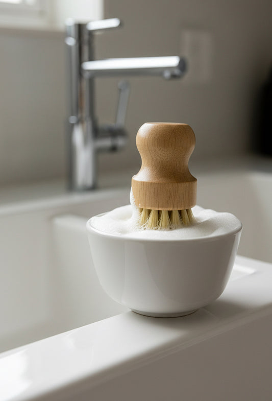 Solid Dish Soap & Bamboo Brush Set