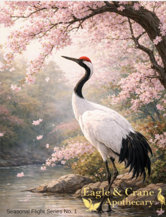 Crane Among the Blossoms
